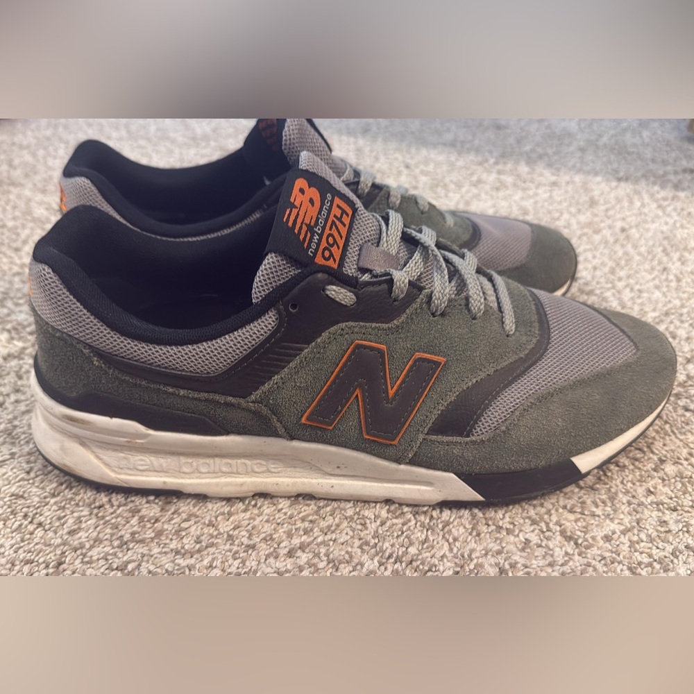 New Balance Men's 997H Gray & Olive with Orange Trim Sneaker